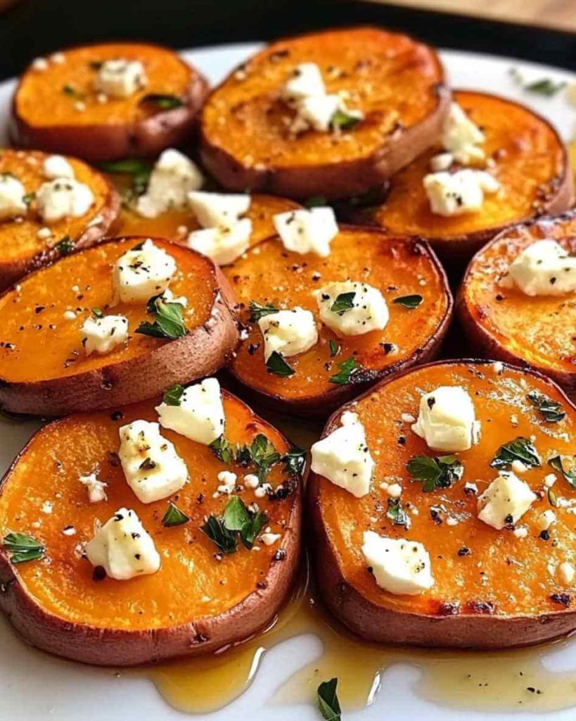 Honey Glazed Sweet Potato Rounds With Feta Made By Emily