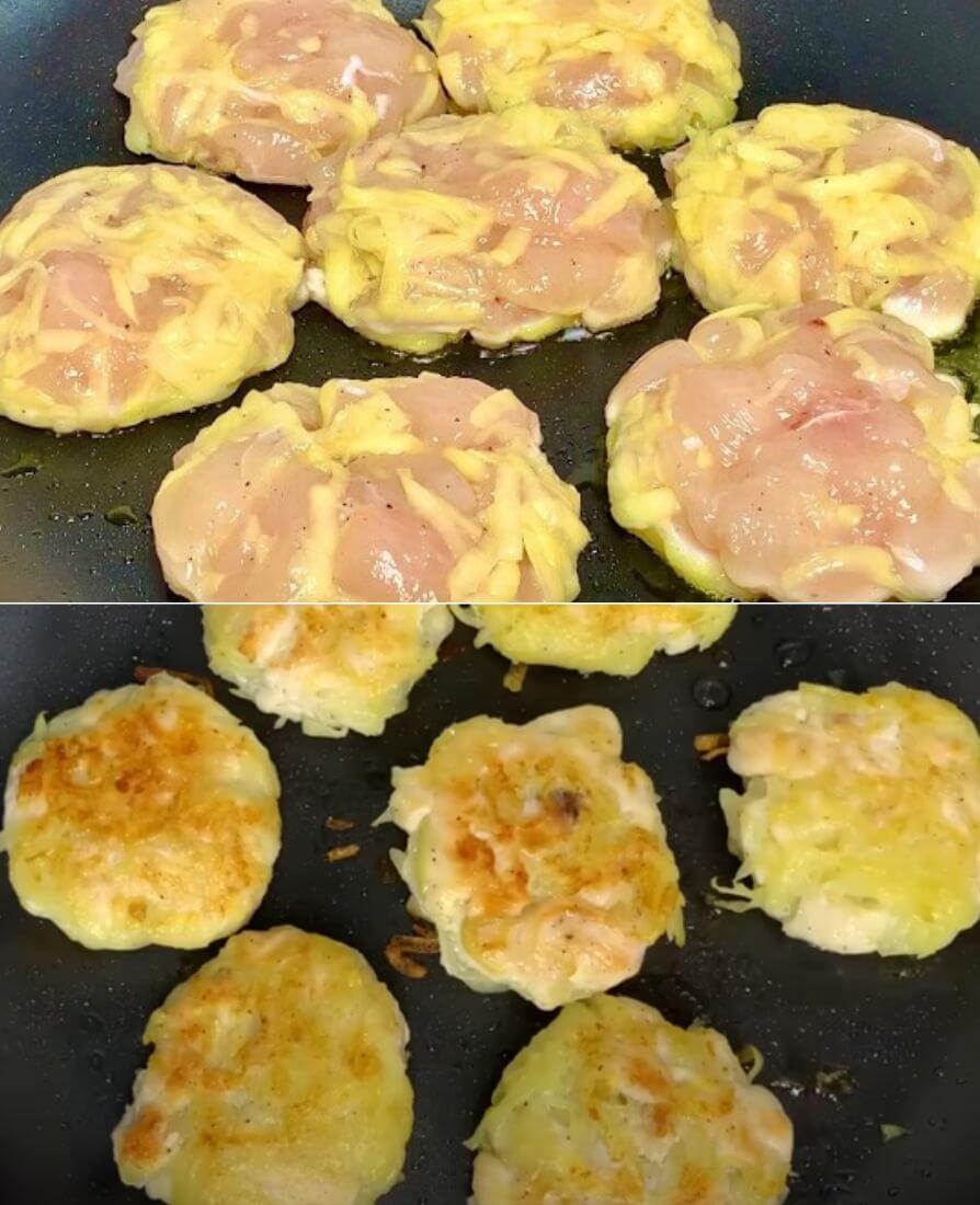 chicken breast and potato pancakes
