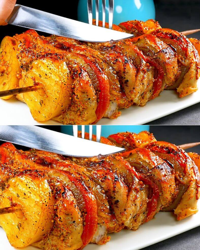 Roasted Chicken and Beef Skewers