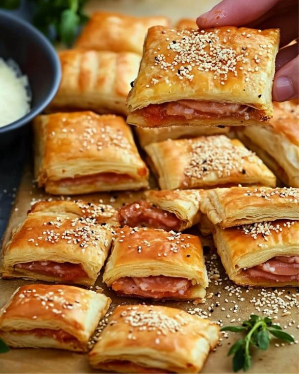 Puff Pastry Filled with Salami and Cheese