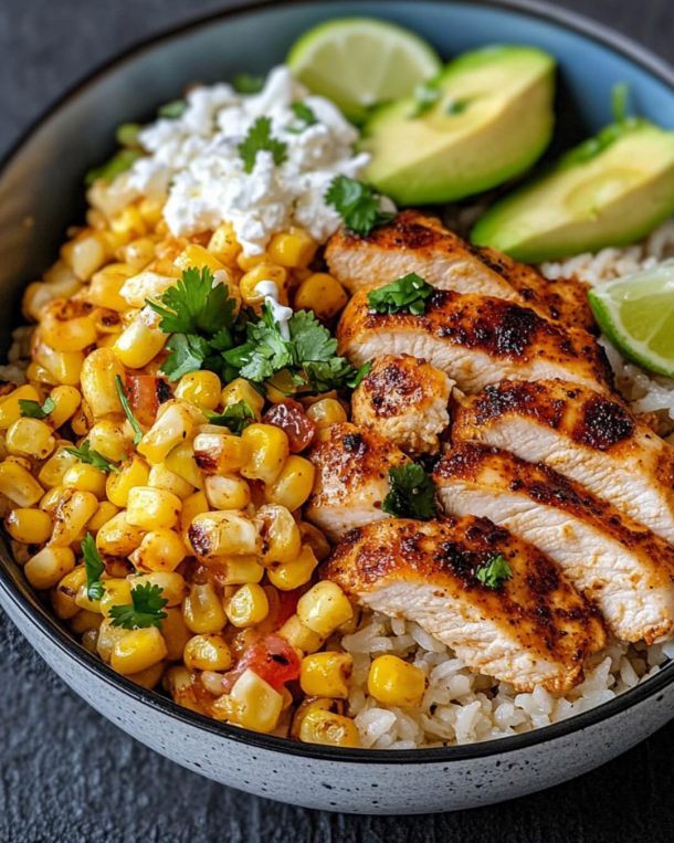 Street Corn Chicken Rice Bowl