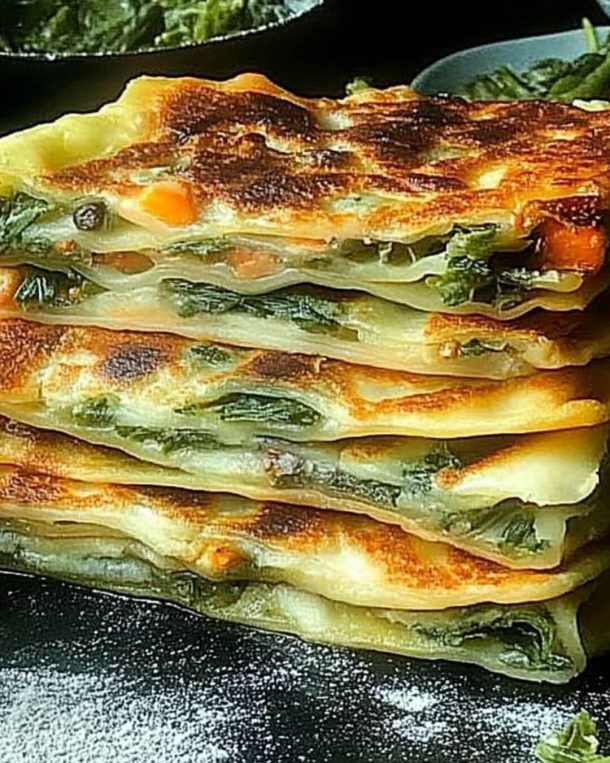 Spinach and Cheese Stuffed Flatbread Recipe