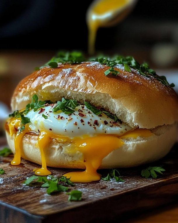 Cheesy Beef and Egg Breakfast Bun