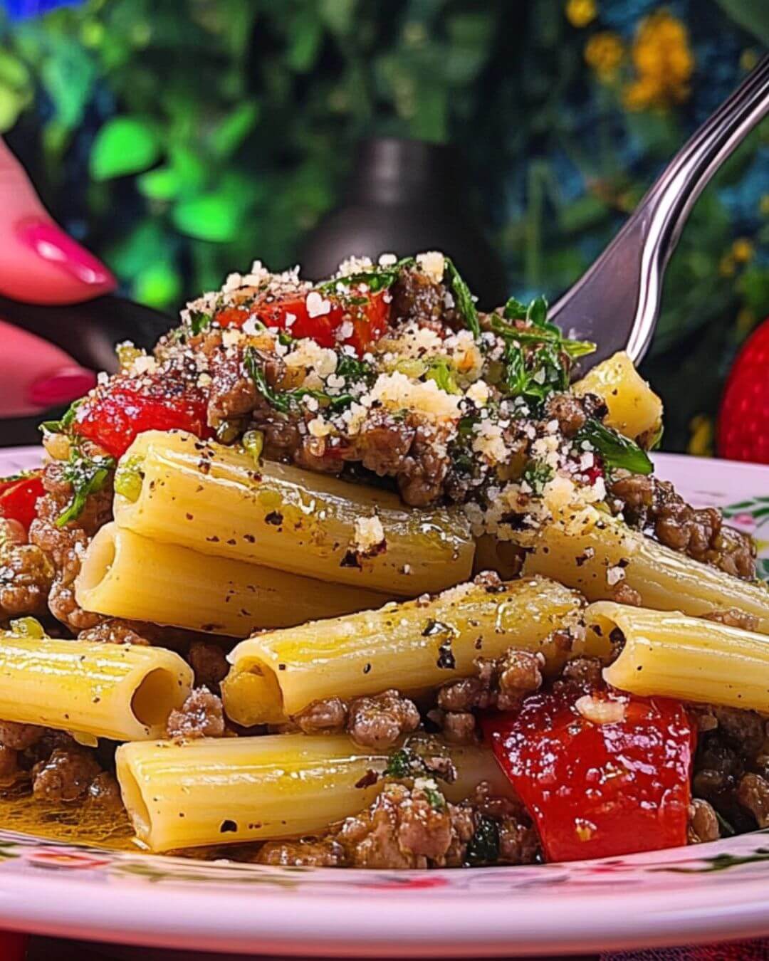 Pasta with Minced Beef in Creamy Sauce