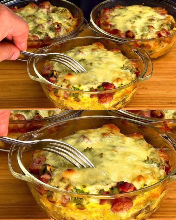 Baked Pasta with Mushrooms and Smoked Sausages
