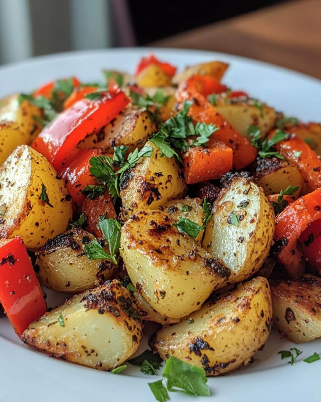 Crispy Herb-Roasted Potatoes with Bell Peppers