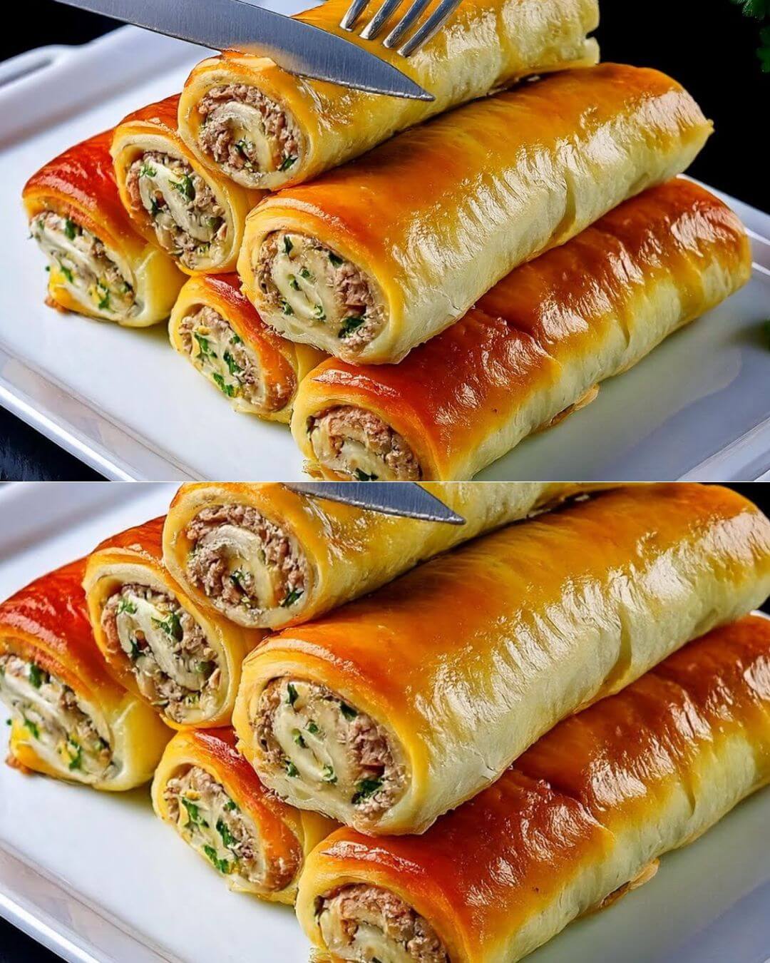 Meat and Cheese Puff Pastry Rolls