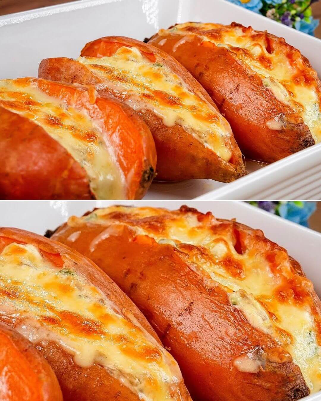 Twice-Baked Cheesy Sweet Potatoes