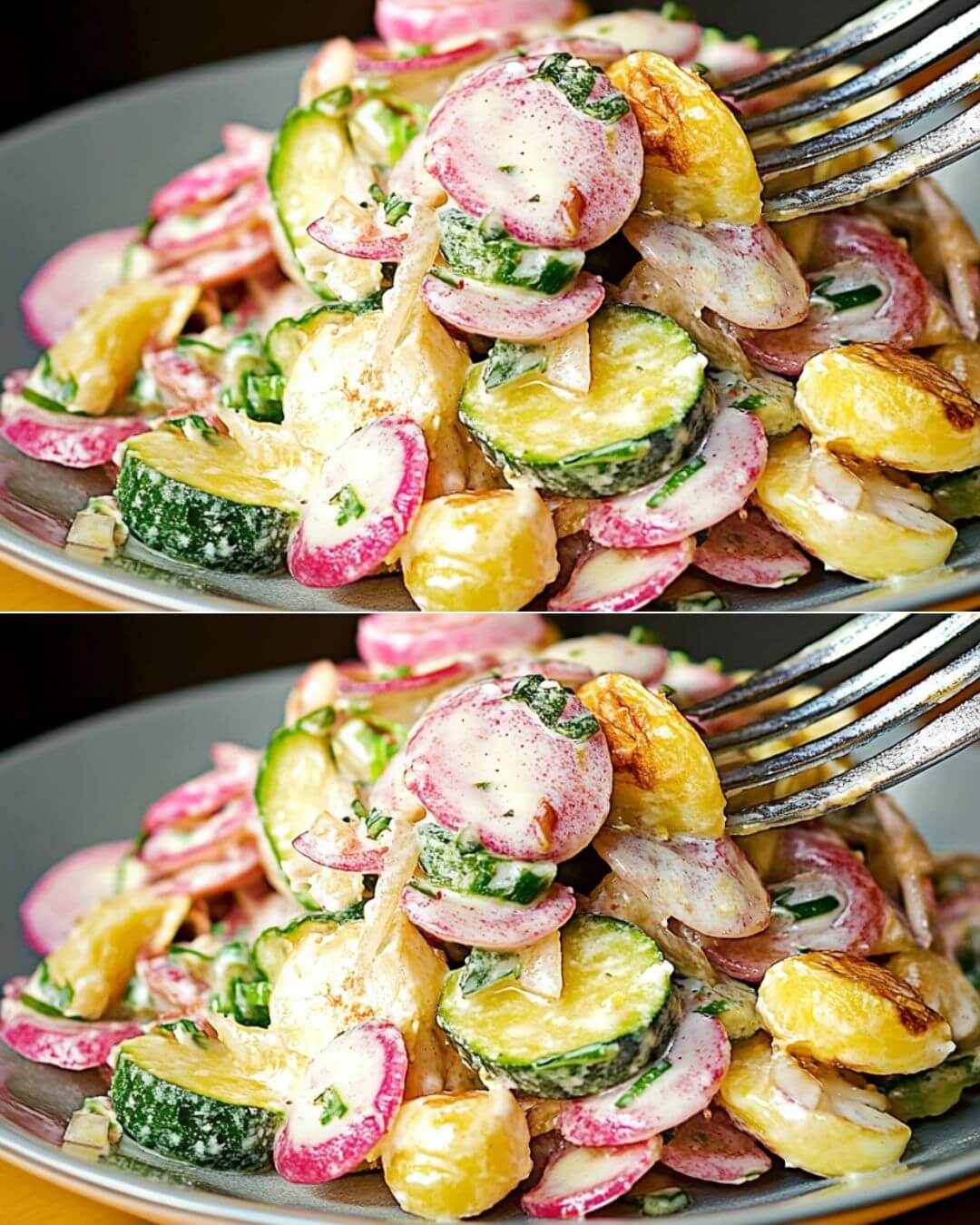 Refreshing Cucumber, Radish & Potato Salad