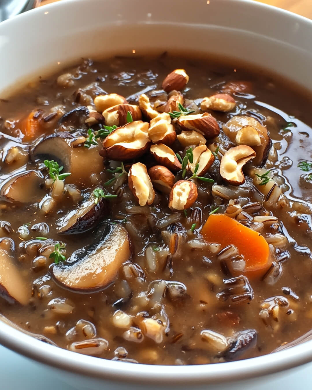 Wild Rice & Roasted Walnut Mushroom Soup