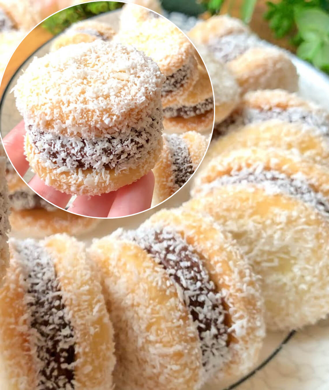 Coconut-Coated Chocolate Peach Sandwich Cookies