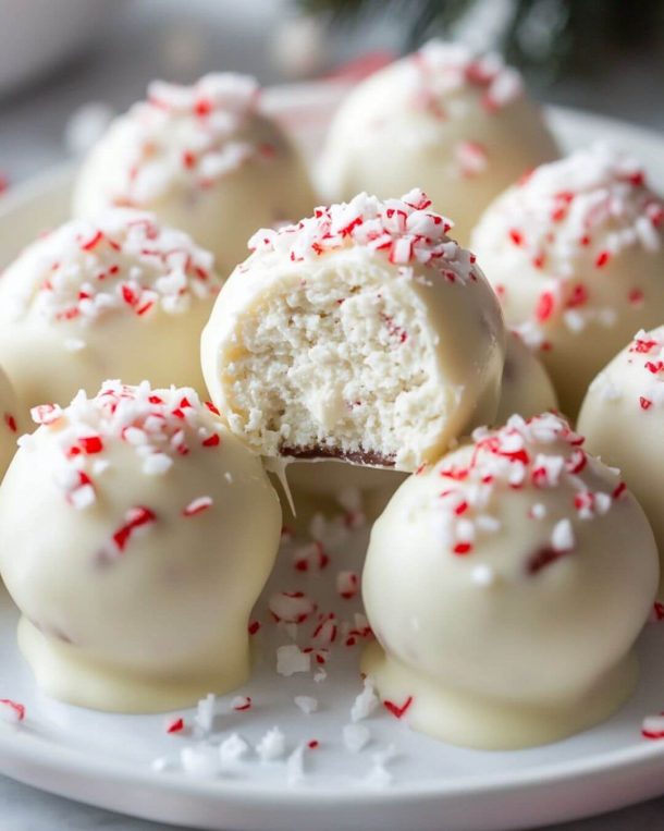 Festive White Chocolate Peppermint Truffles