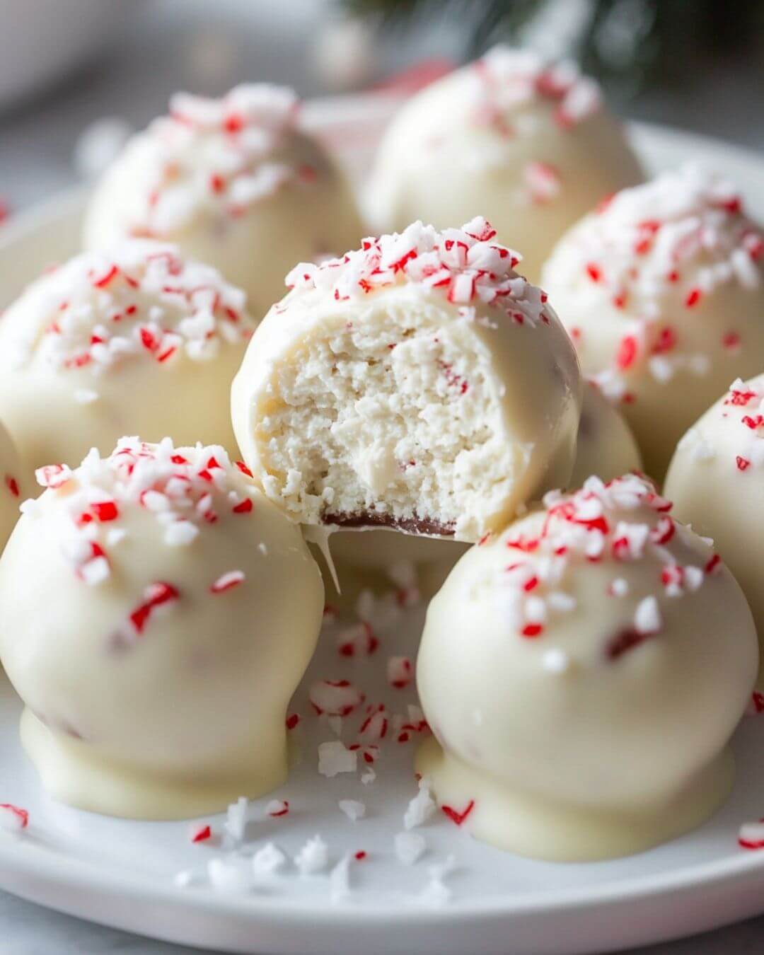 Festive White Chocolate Peppermint Truffles