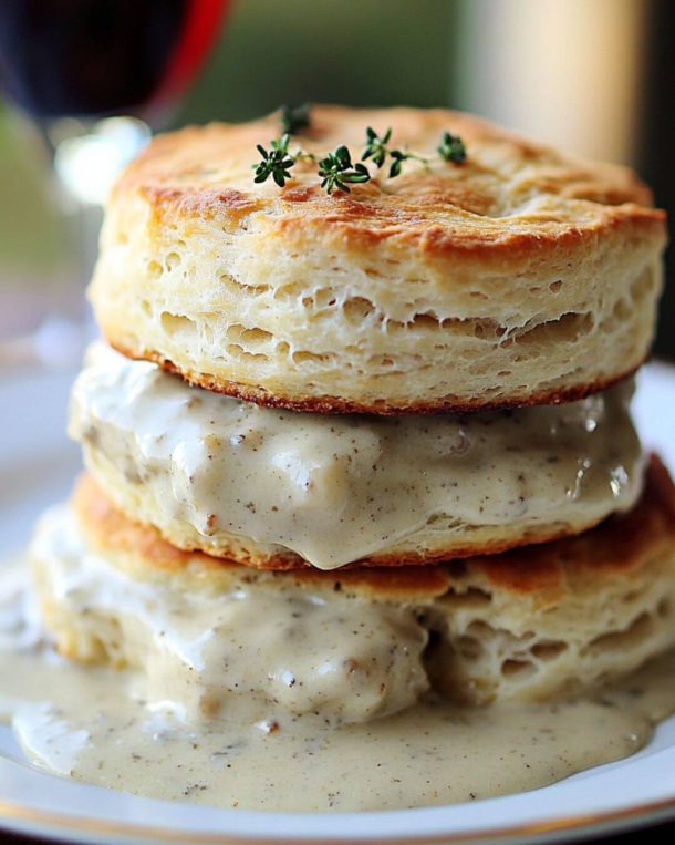 Southern Buttermilk Biscuits with Sausage Gravy