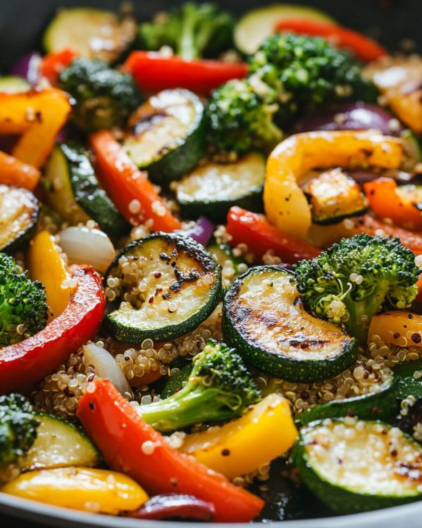 Vibrant Quinoa and Roasted Vegetable Stir-Fry with Mediterranean Herbs