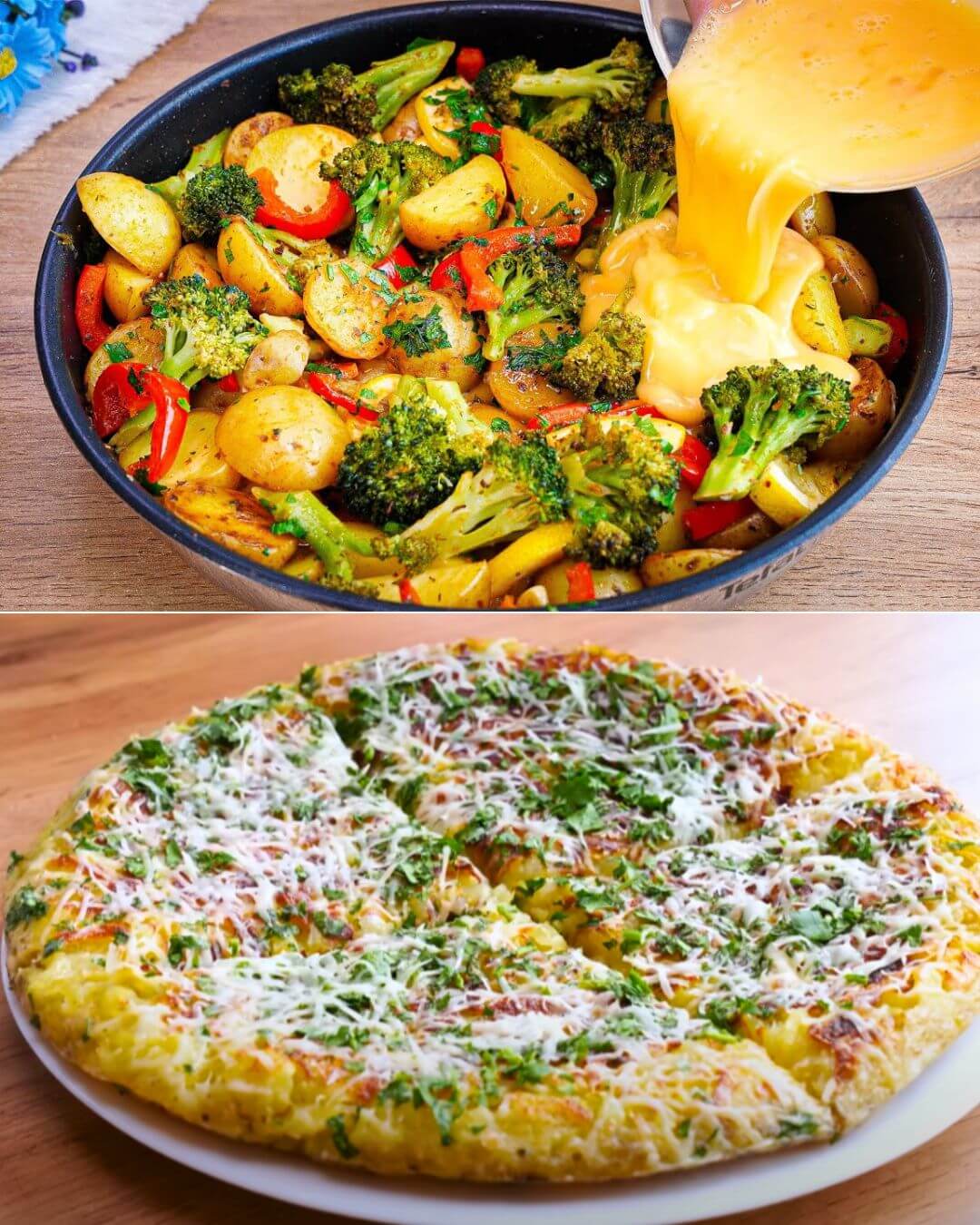 One-Skillet Potato, Broccoli and Egg Bake