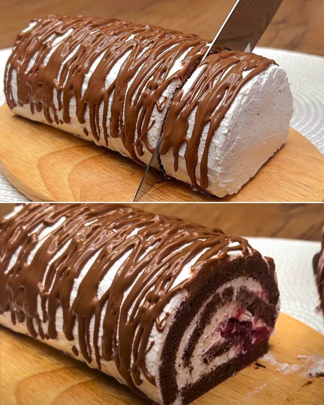 Christmas Cherry-Chocolate Swiss Roll