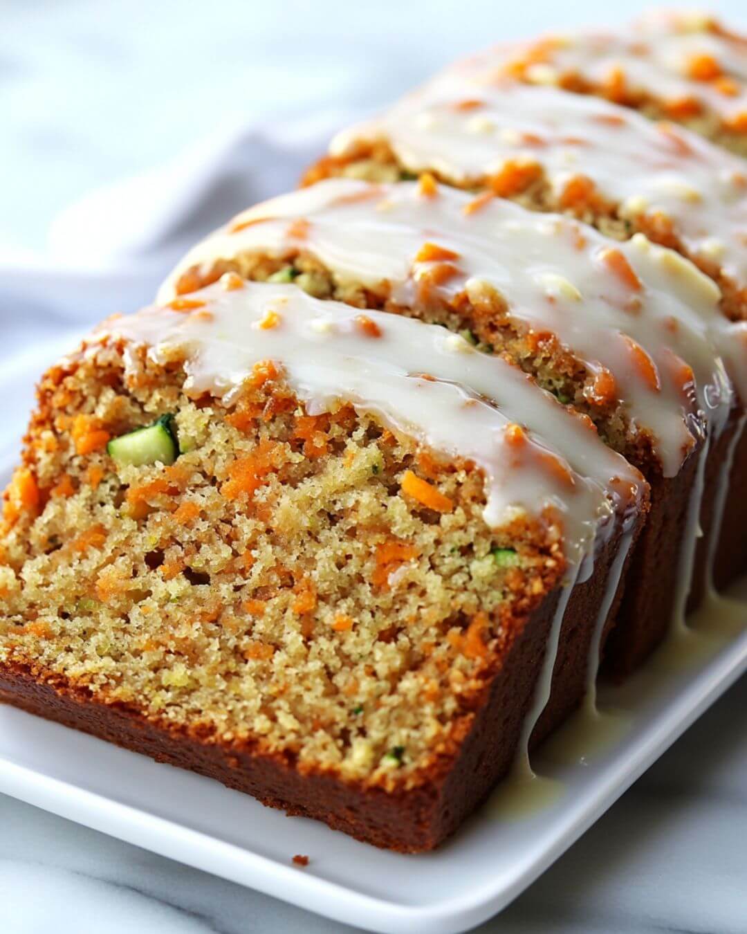 Perfectly Moist Zucchini Carrot Bread with Vanilla Glaze