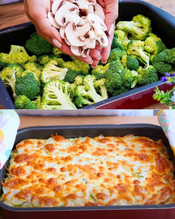 Creamy Broccoli, Potato & Mushroom Casserole