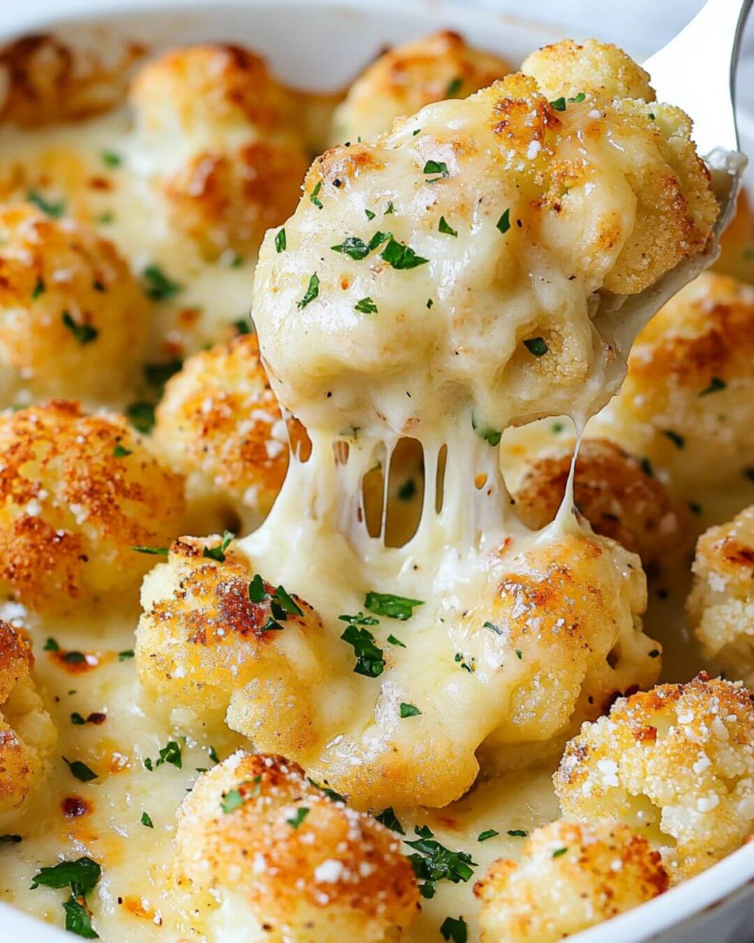 Ultimate Cheesy Cauliflower Bites with Three-Cheese Sauce