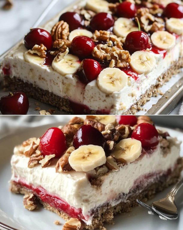 Healthy No-Bake Banana Split Cake