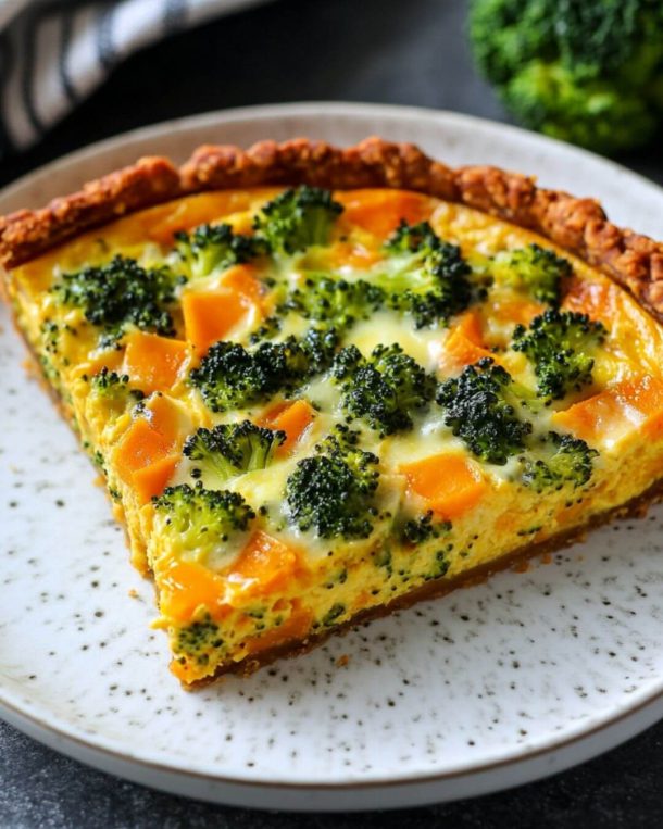 Perfect Broccoli & Cheddar Quiche with Sweet Potato Crust