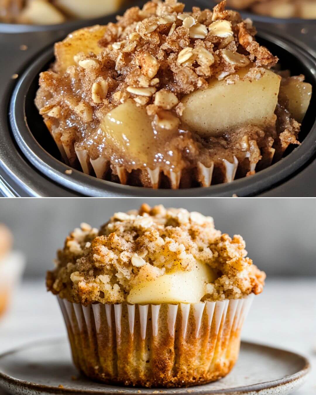 Apple Walnut Streusel Muffins with Golden Oat Crumble