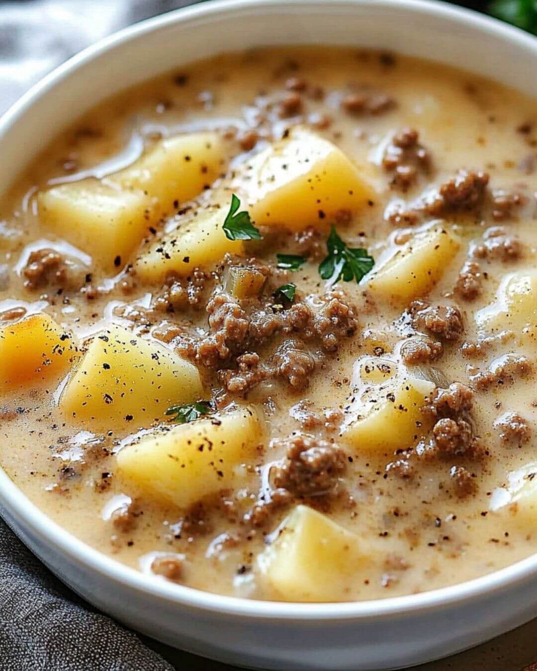 Crockpot Creamy Potato & Hamburger Soup
