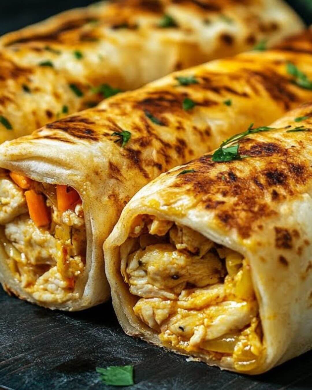 Crispy Chicken and Mushroom Tortilla Rolls