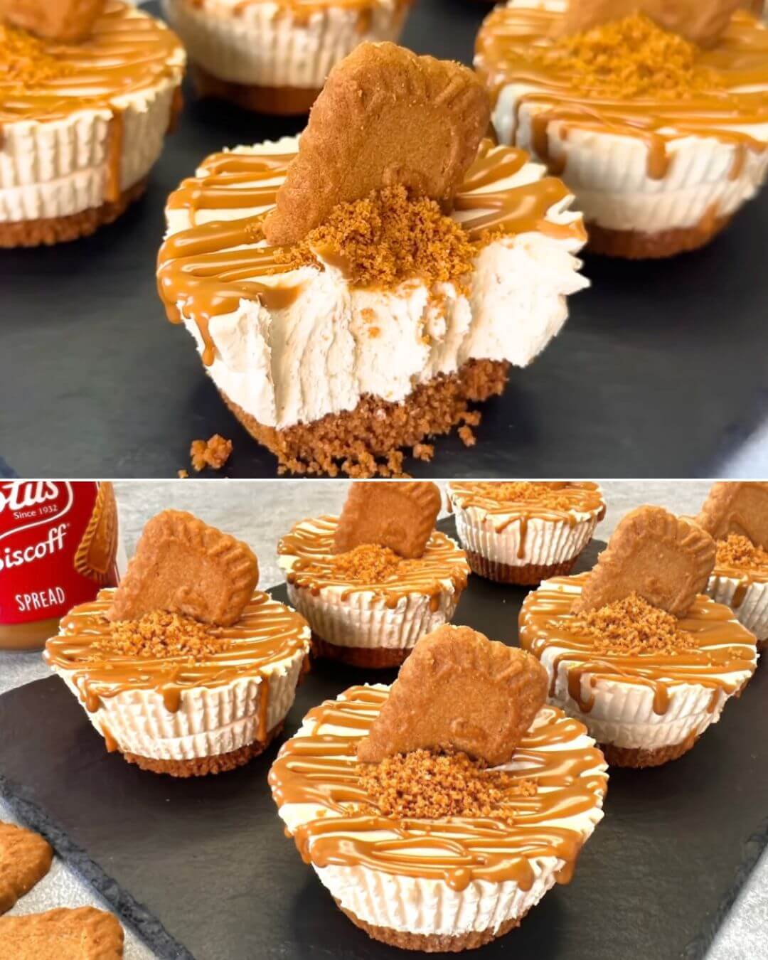 No-Bake Lotus Biscoff Mini Cheesecakes