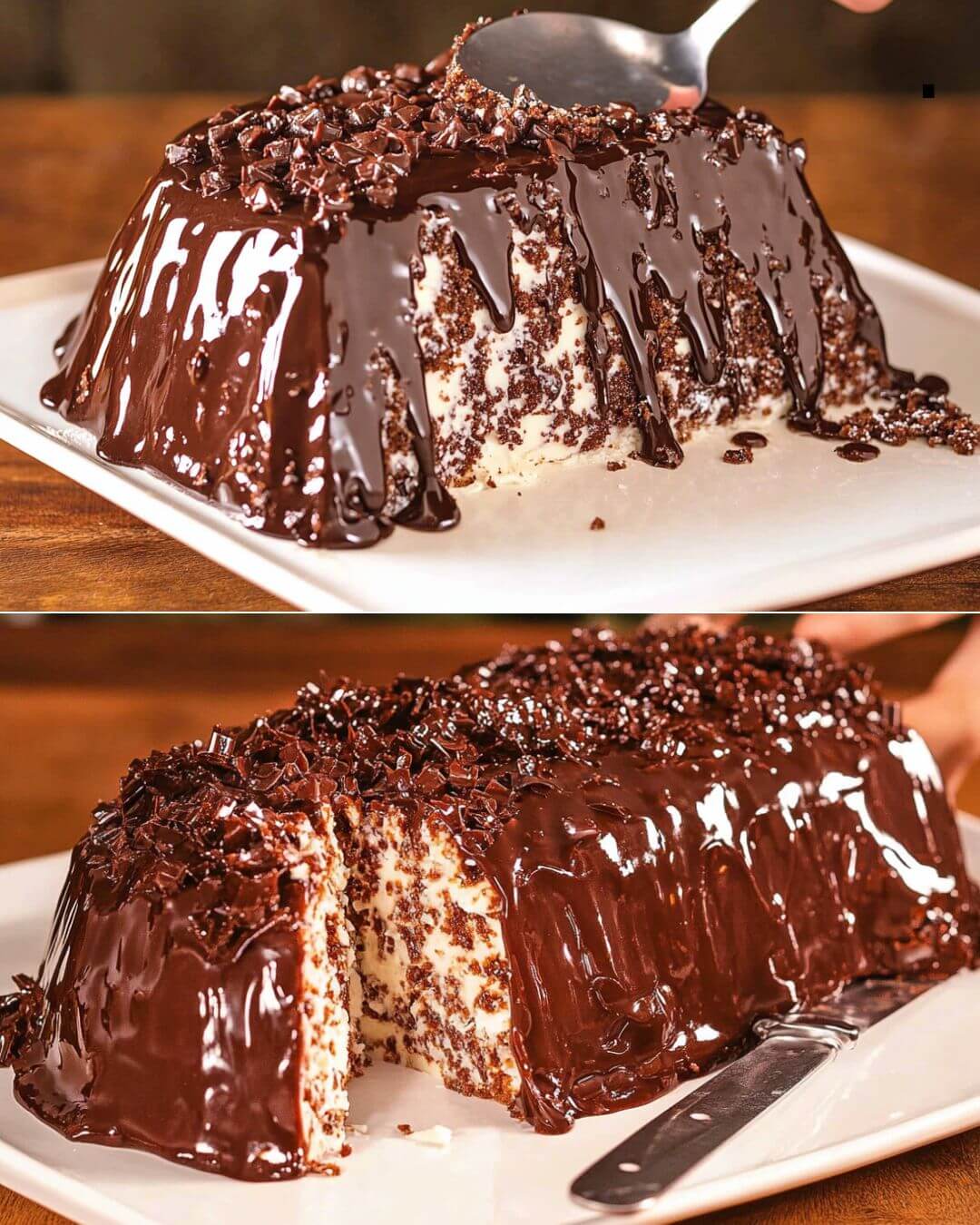 Chocolate Christmas Log Cake with Berry Filling
