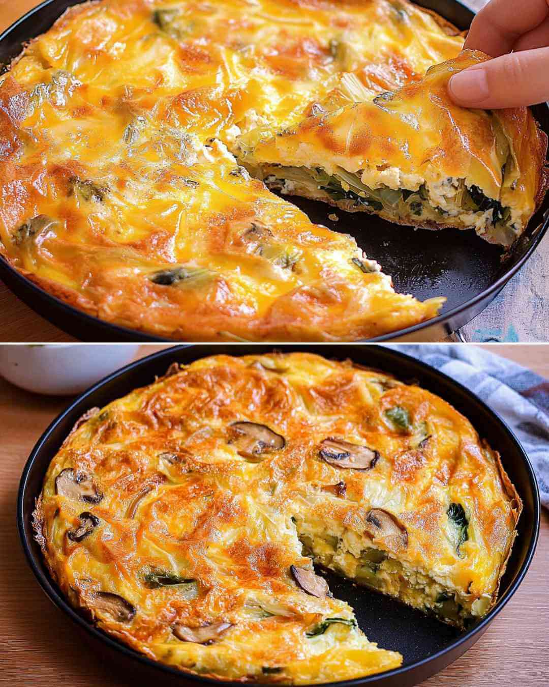 Cheesy Cabbage and Mushroom Frittata