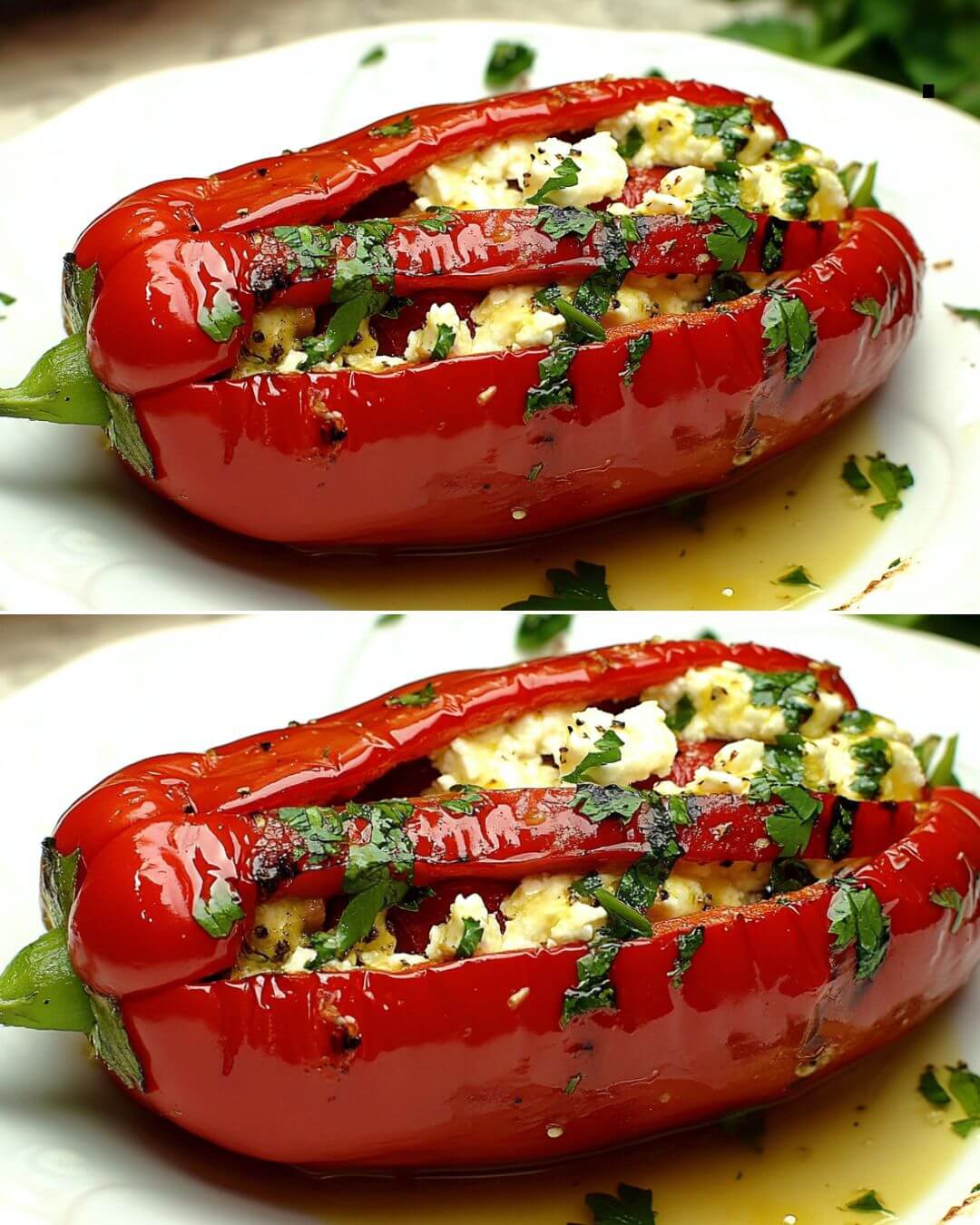 Greek Stuffed Red Peppers with Feta Cheese