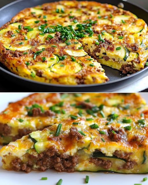 Rustic Zucchini and Ground Beef Frittata