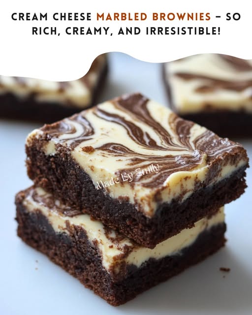 Decadent Cream Cheese Marbled Brownies with Orange Essence
