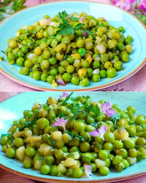 Quick Green Pea and Pickled Cucumber Salad