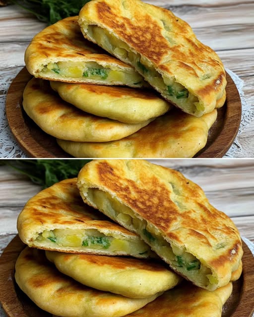 Golden Potato Stuffed Flatbreads (Pan-Fried Potato Cake