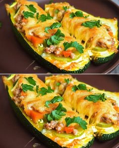 Cheesy Zucchini Chicken Boats