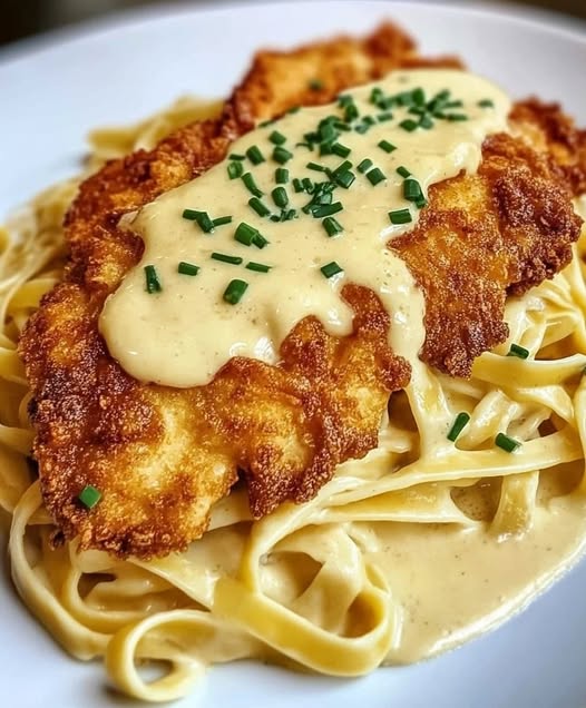 Crispy Parmesan Chicken with Creamy Pasta