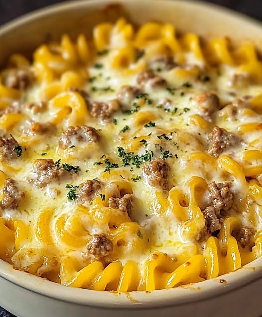 Loaded Cheeseburger Alfredo Pasta