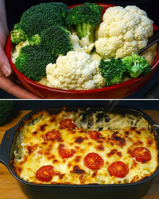 Creamy Cauliflower and Broccoli Veggie Bake