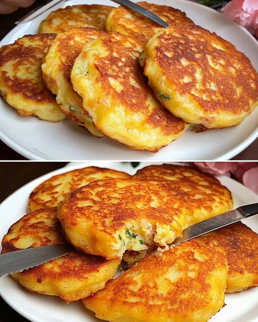 Golden Potato Pancakes with Creamy Vegetable Filling
