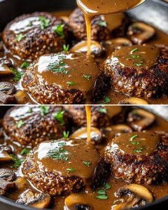 Homemade Salisbury Steak with Mushroom Gravy