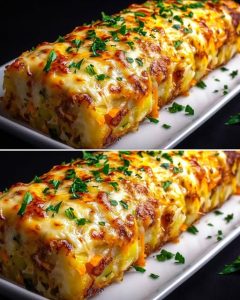 Easy Potato and Egg Casserole with Meat Filling: