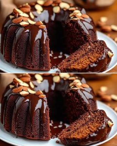 Sugar-Free, Flour-Free Oatmeal Banana Apple Cake with Chocolate Glaze