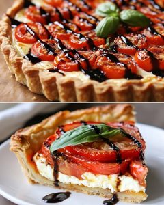 Rustic Tomato and Goat Cheese Tart with Balsamic Glaze