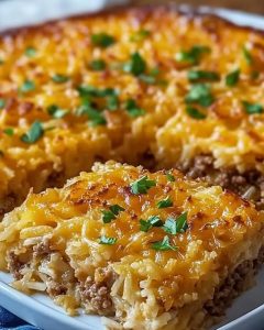 Cheesy Ground Beef and Rice Casserole