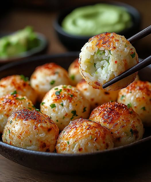 Crispy Rice Balls with Avocado Dip