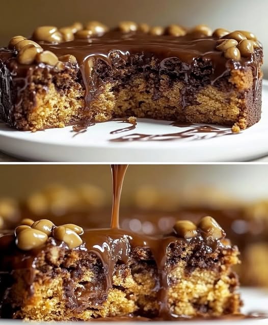 Chocolate Marble Caramel Cake with Peanuts