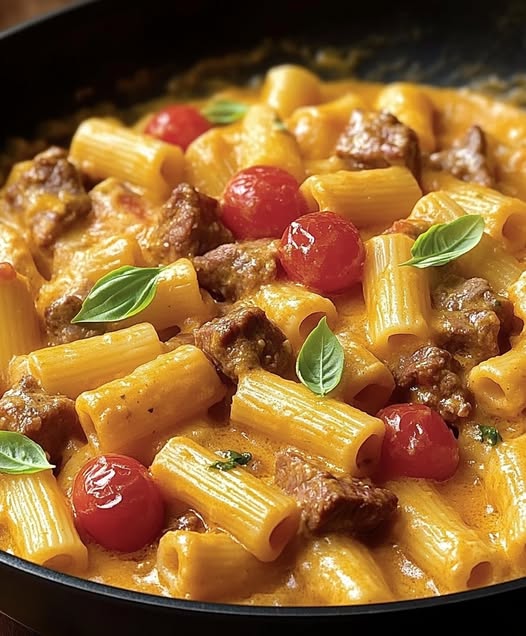 Creamy Rigatoni with Sausage and Cherry Tomatoes